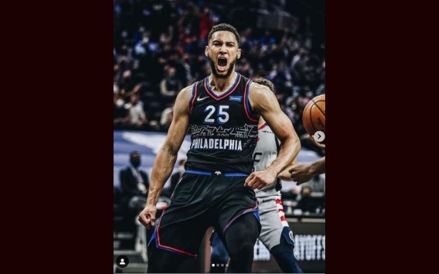 Ben Simmons wearing black uniform