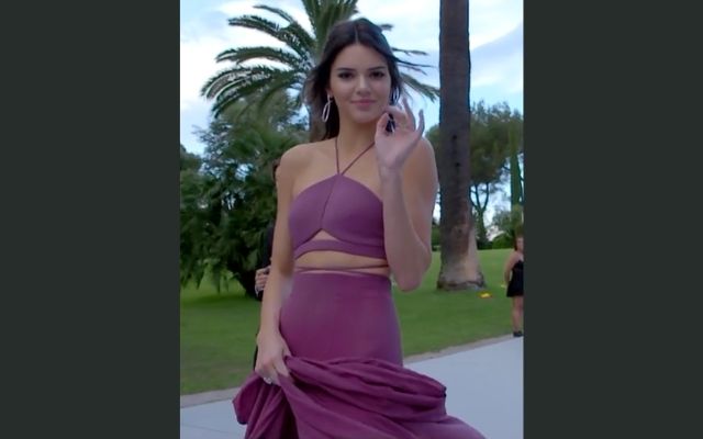 Kendall Jennner wearing violet dress